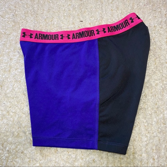 Under Armour HeatGear Stretch Shorts Purple/Gray Size Medium - Picture 2 of 7
